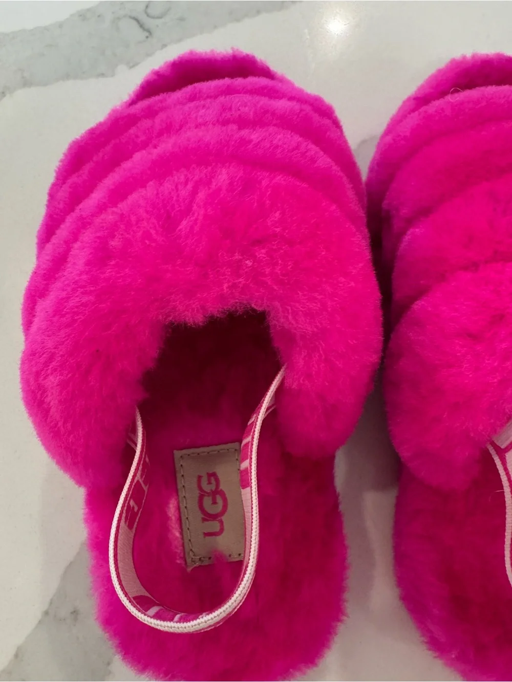 UGG Kids Hot Pink Fluff Slides
